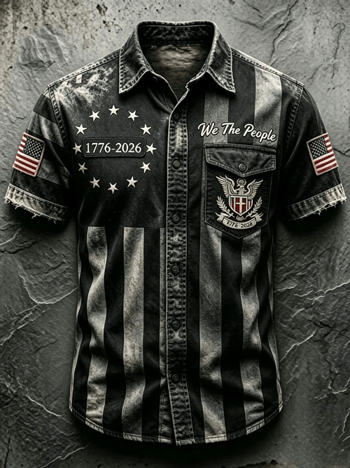 Men's 250th Anniversary Printed Faux-Embroidery Shirt