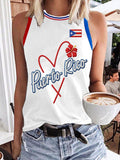 Women's Baseball Print Crew Neck Vest