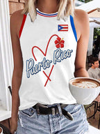 Women's Baseball Print Crew Neck Vest