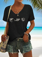 Women's Great White Shark Casual V-Neck T-Shirt