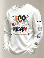 Men's Boricua Halloween Waffle-Knit Long-Sleeve Top