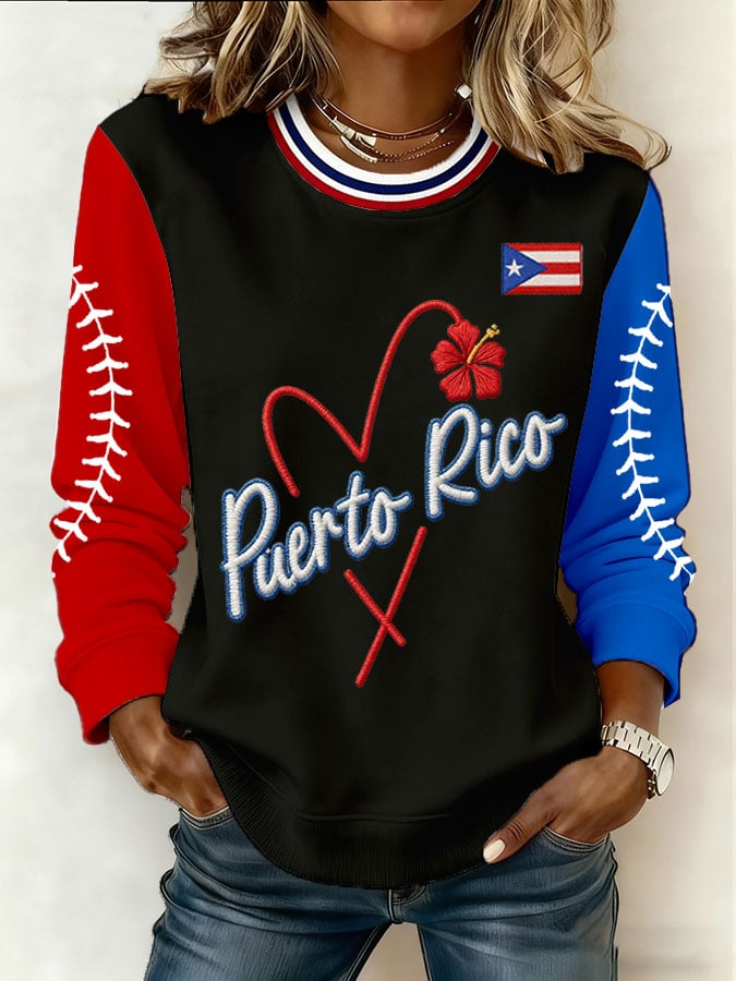 Women's Baseball Print Sweatshirt