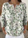 Women's Christmas Print Knit Button Top