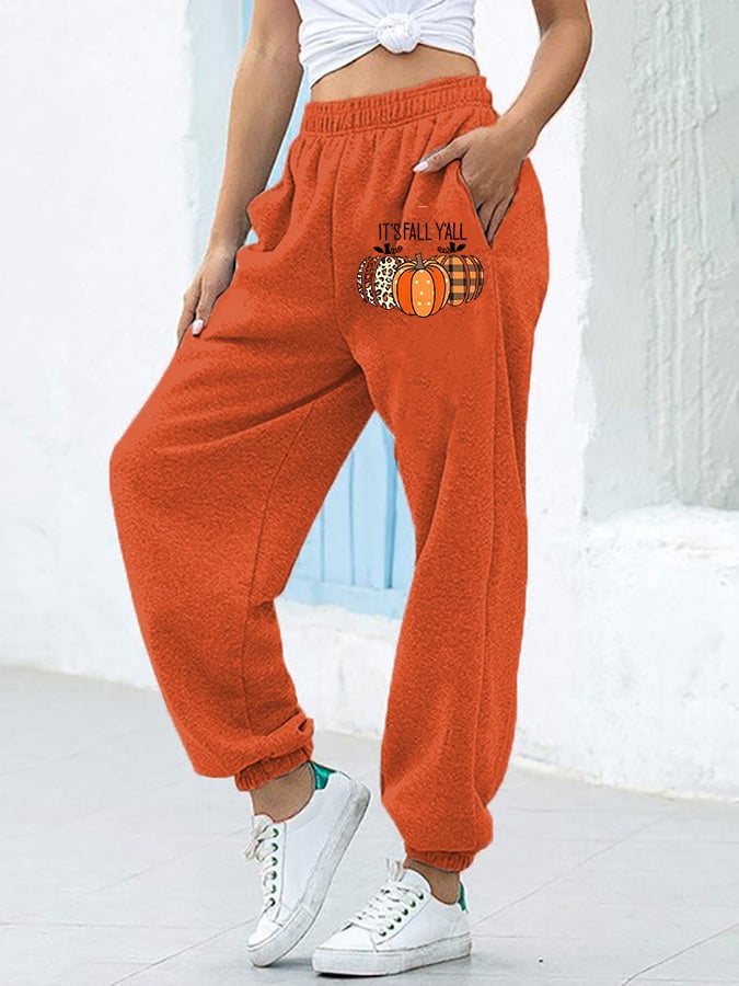 Halloween Pumpkin Print Lounge Pants