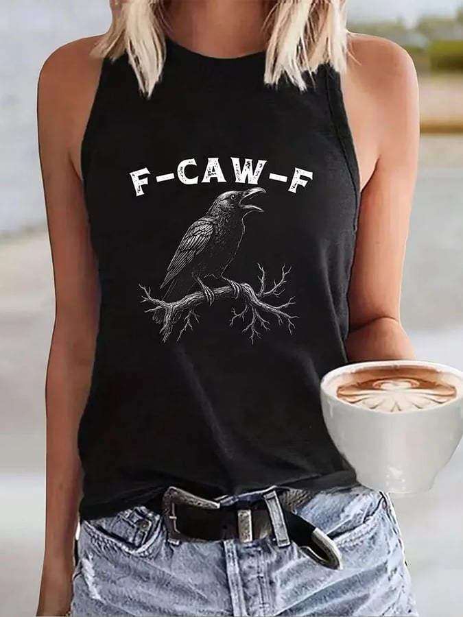 Women's F-Caw-F Crow Print Tank Top