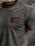 Men's Vintage-Style Washed Cotton T-Shirt with Contrast Stitching
