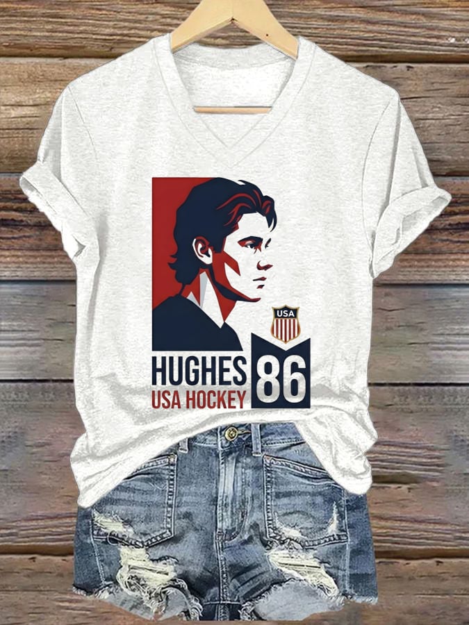 Women's Ice Hockey Print Casual T-Shirt
