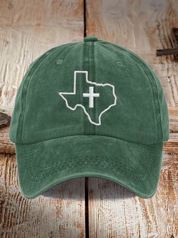 Retro Texas Strong Faith Cross Print Baseball Cap