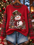 Women's Snowman Art Print Casual Sweatshirt