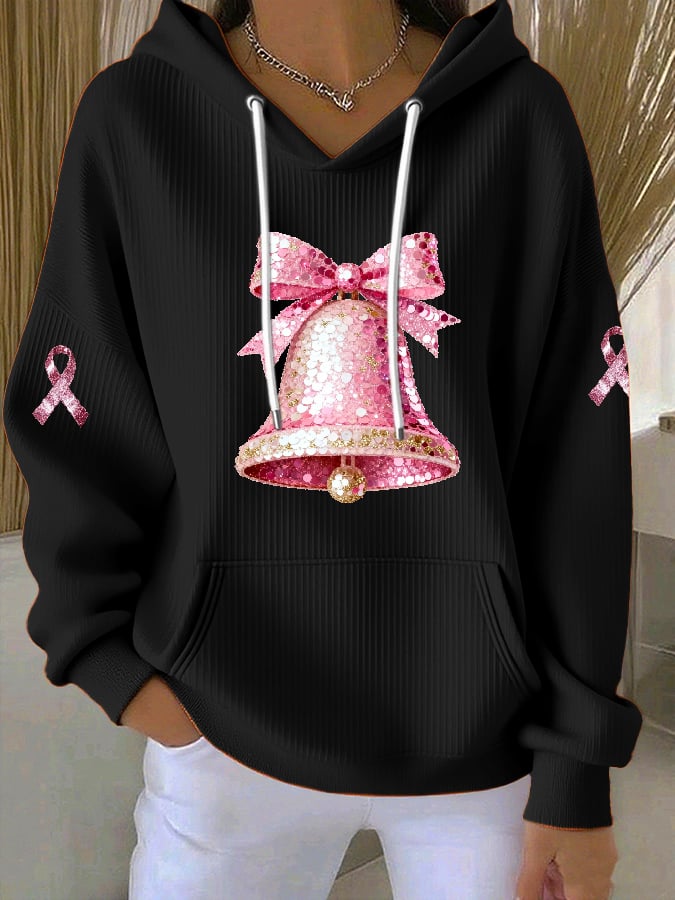 Women's Casual Breast Cancer Awareness Christmas Hoodie