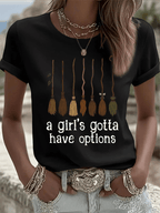 Women's Halloween Printed Round Neck T-Shirt