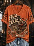 Women'S He's From Texas I Can Tell Print T-Shirt