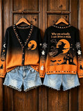 Women's Halloween Witch Printed Cardigan