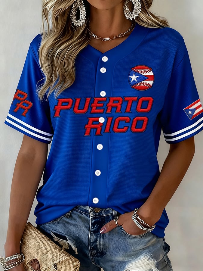 Women's  Baseball  Print Shirt