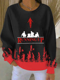 Women's Film And Television Drama Print Knit Crew Neck Long Sleeve Top