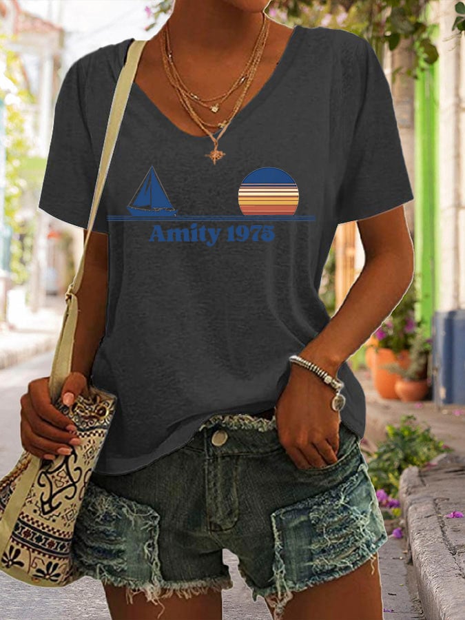Women's Amity Island 1975 Print T-Shirt