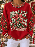 Women's Christmas Art Pattern Comfortable Crew Neck Sweatshirt