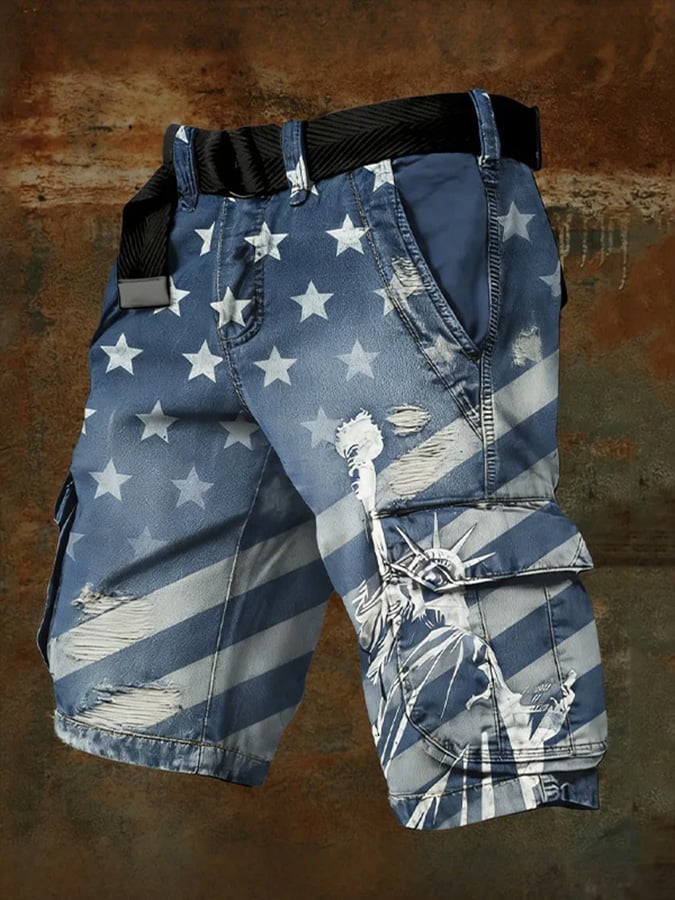 Men's Retro American 250th Anniversary Print Cargo Pants