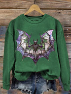 Women'S Halloween Bat Print Casual Sweatshirt