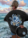 Retro Vacation Sea Turtle The Ocean Is Calling Print T-Shirt