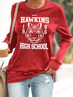 Retro Hawkins High School Tigers Print Sweatshirt