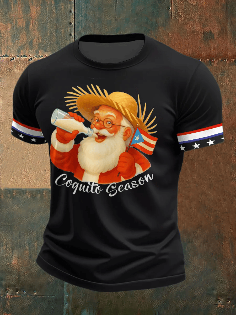 Men's Puerto Rico Christmas  Print T-shirt