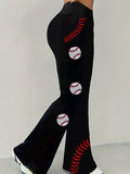 Women's Baseball Print Comfortable Flared Pants