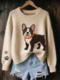 Women's Lovely Corgi Dog Felt Art Cozy Knit Sweater