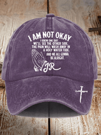 Unisex Distressed Washed Cotton I‘M Not OK Country Musicn Printed Hat