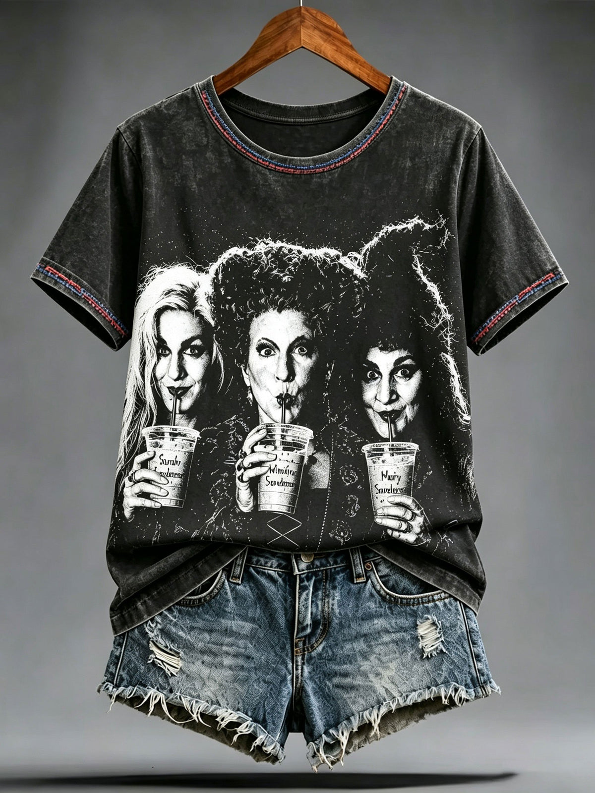 Women's T-Shirt with "Iced Coffee" Halloween Character Graphic