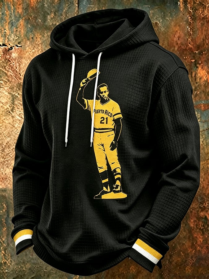 Men'S Puerto Rico Baseball Casual Printed Hoodie