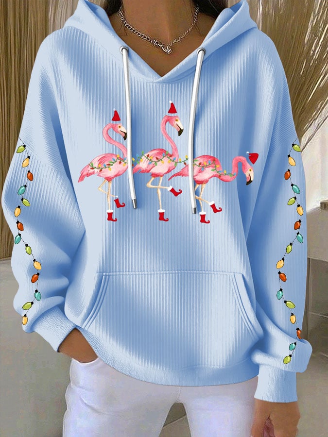 Women's Christmas Flamingo Print Casual Sweatshirt