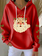 Women's Christmas Santa Print Casual Hooded Sweatshirt