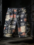 Men's Retro American 250th Anniversary Print Cargo Pants