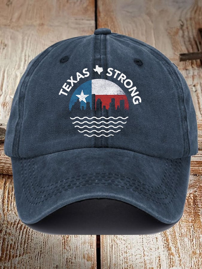 Retro Texas Strong State Flag Print Baseball Cap