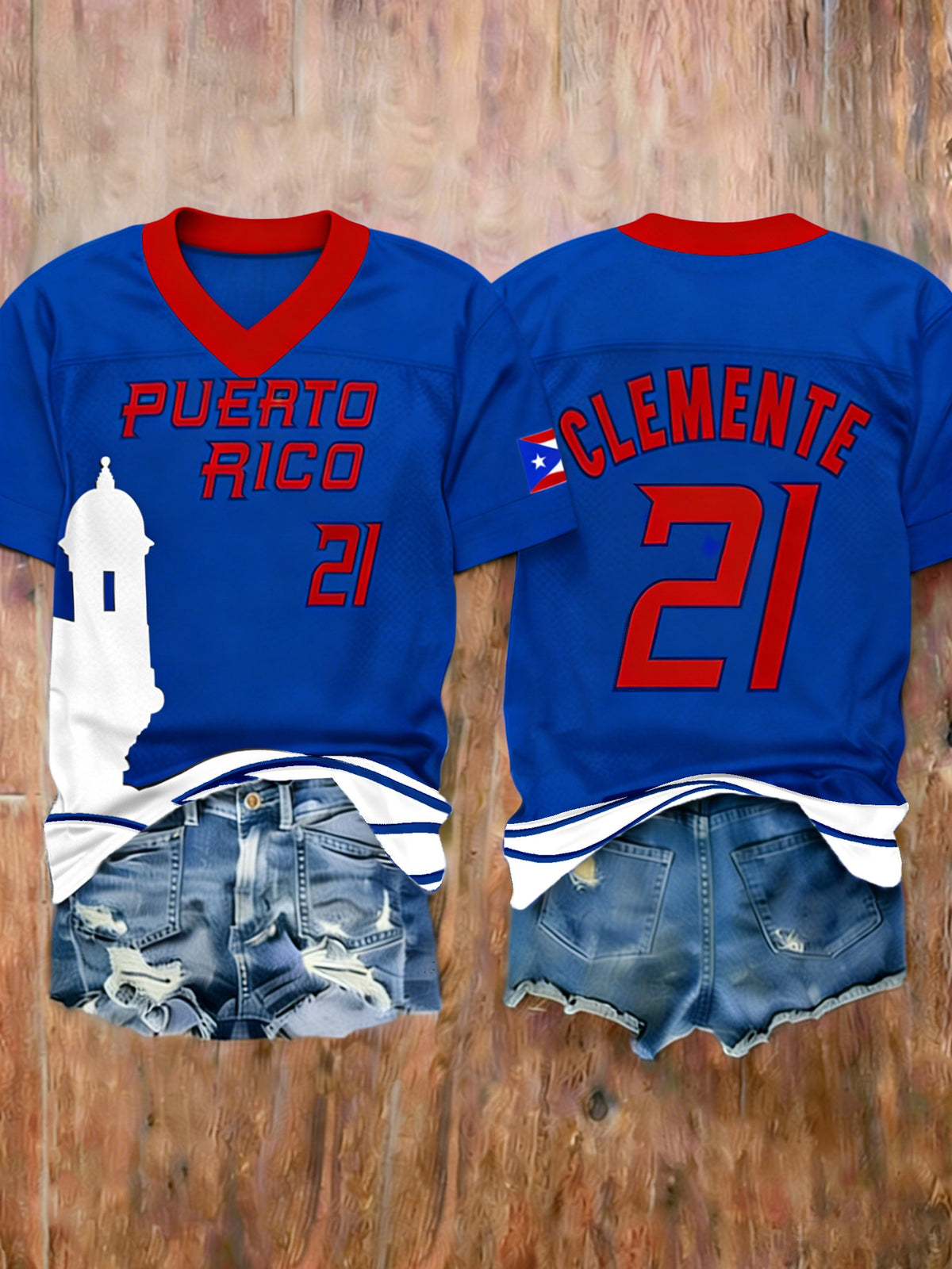 Women's Puerto Rico Baseball Print Shirt