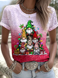 Merry Christmas Printed Round Neck T-Shirt