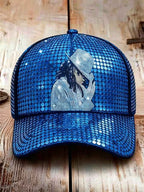 Unisex Retro Commemorative Baseball Cap: "King of Pop" Faux-Sequin Print Edition