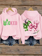 Women's Retro Witch Print Hoodie