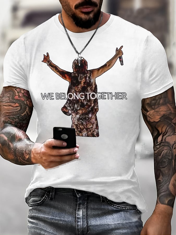 Men's Singer-Print Casual Short-Sleeved T-Shirt