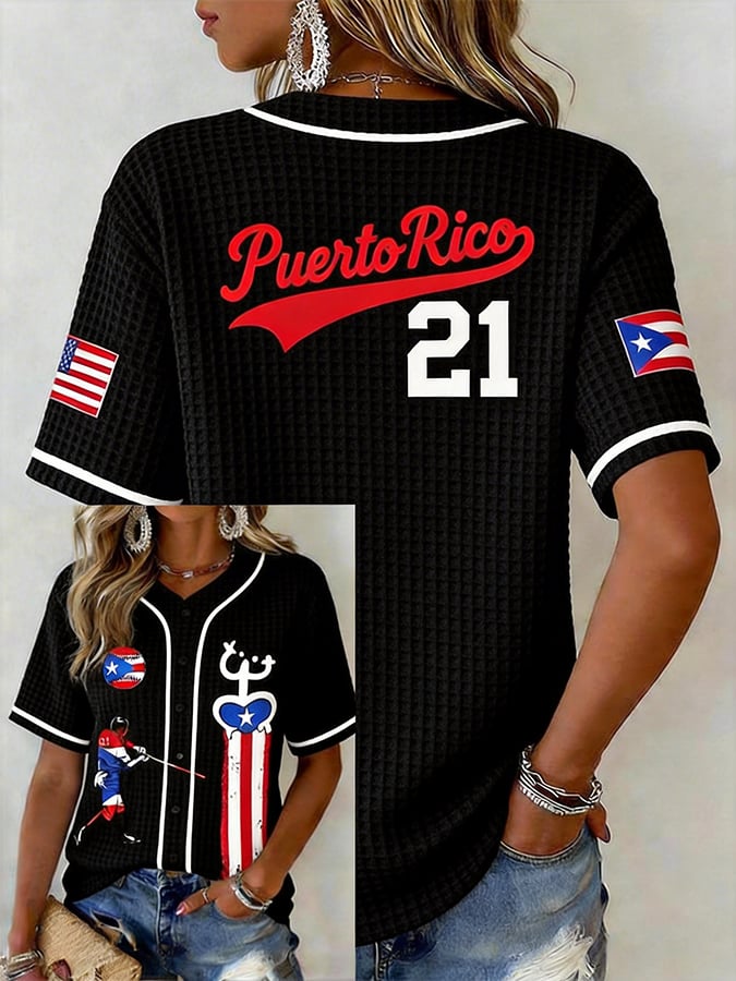 Women'S Puerto Rican Baseball Print Baseball Jersey