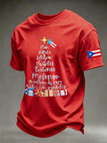 Men's Puerto Rico Christmas Print Casual T-Shirt