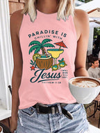 Women's Chillin' With Jesus Printed Crew Neck Vest
