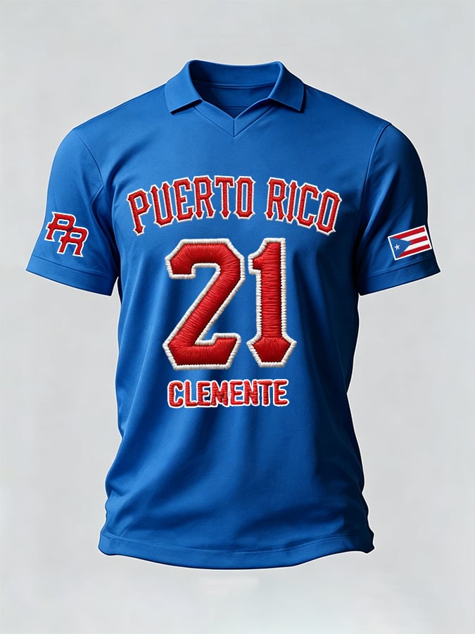 Men's Puerto Rican Baseball Printed Casual T-shirt