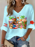 Puerto Rico colorful printed long sleeve top