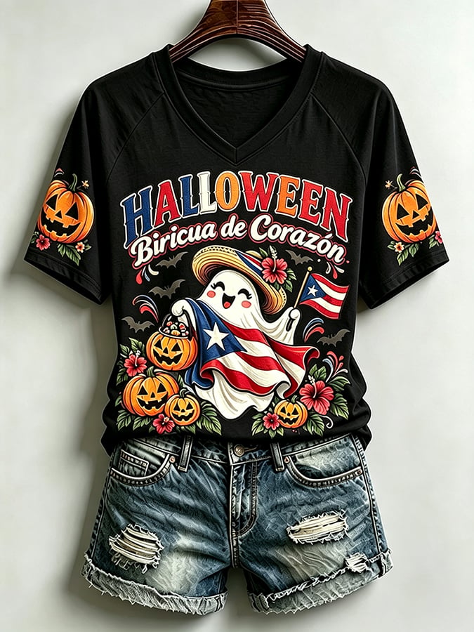 Women's Puerto Rico Halloween Graphic T-shirt