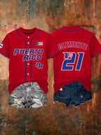 Women's Puerto Rico Baseball Print Shirt