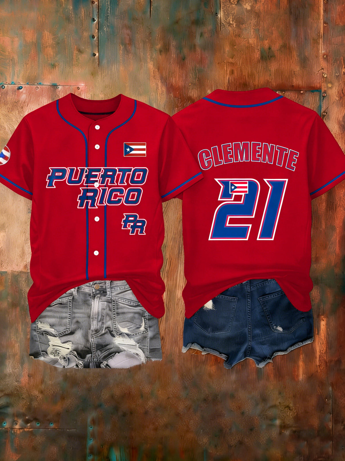 Women's Puerto Rico Baseball Print Shirt