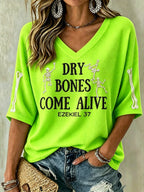 Women's Casual Printed Waffle Top