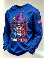 Men's Boricua Halloween Waffle-Knit Long-Sleeve Top
